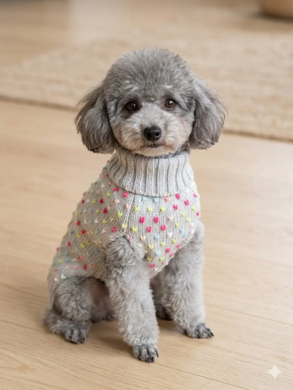 Pret A Paw Gray Pet Sweater with a multicolor confetti